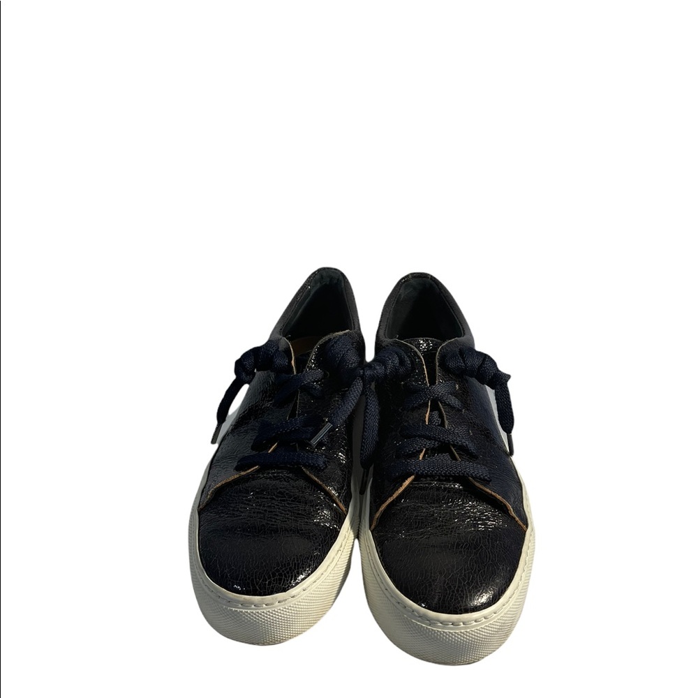 Acne Studios Navy Blue Crackled Shiny Leather Sneakers sz 40 (9)